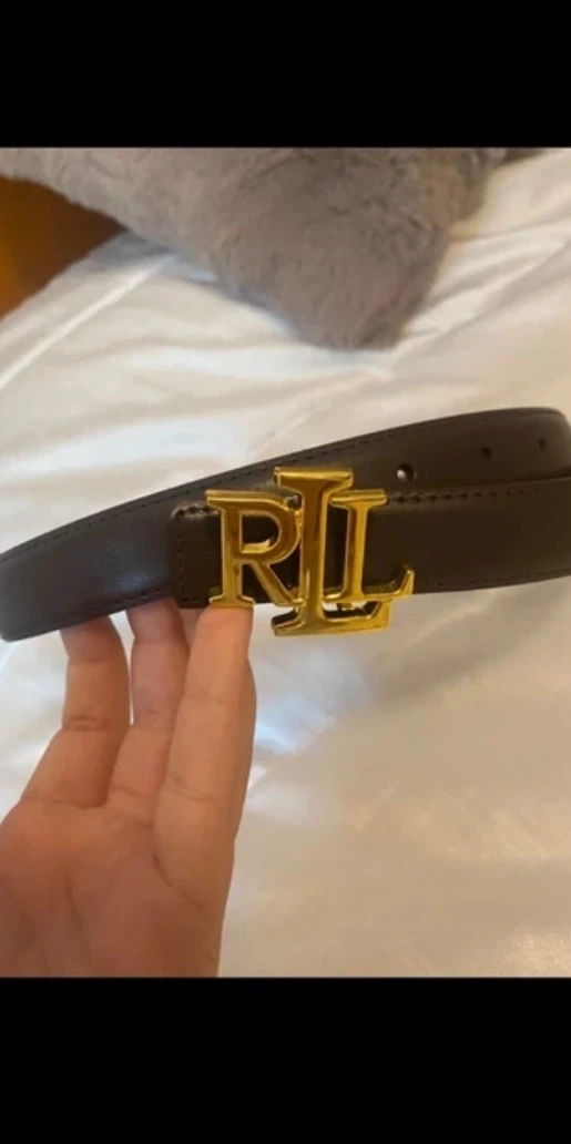 ceinture marron chocolat foncé Ralph lauren magnifique avec plaque dorée – photo 4